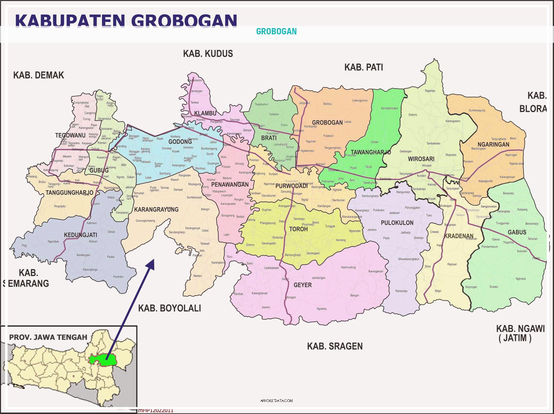 Info Lowongan Kerja Untuk Wilayah Grobogan Tahun 2022. Sumber : Https://commons.wikimedia.org/wiki/file:peta-grobogan.jpg