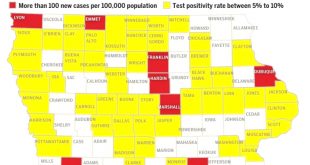 Car Insurance In Allamakee Ia Dans Map: Iowa's Red and Yellow Coronavirus Zones Wcfcourier.com