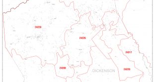 Dickenson Va Car Accident Lawyer Dans Dickenson County Va Zip Code Wall Map Red Line Style by Marketmaps